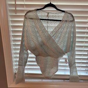 Free People Sky Blue Sweater Body Suit